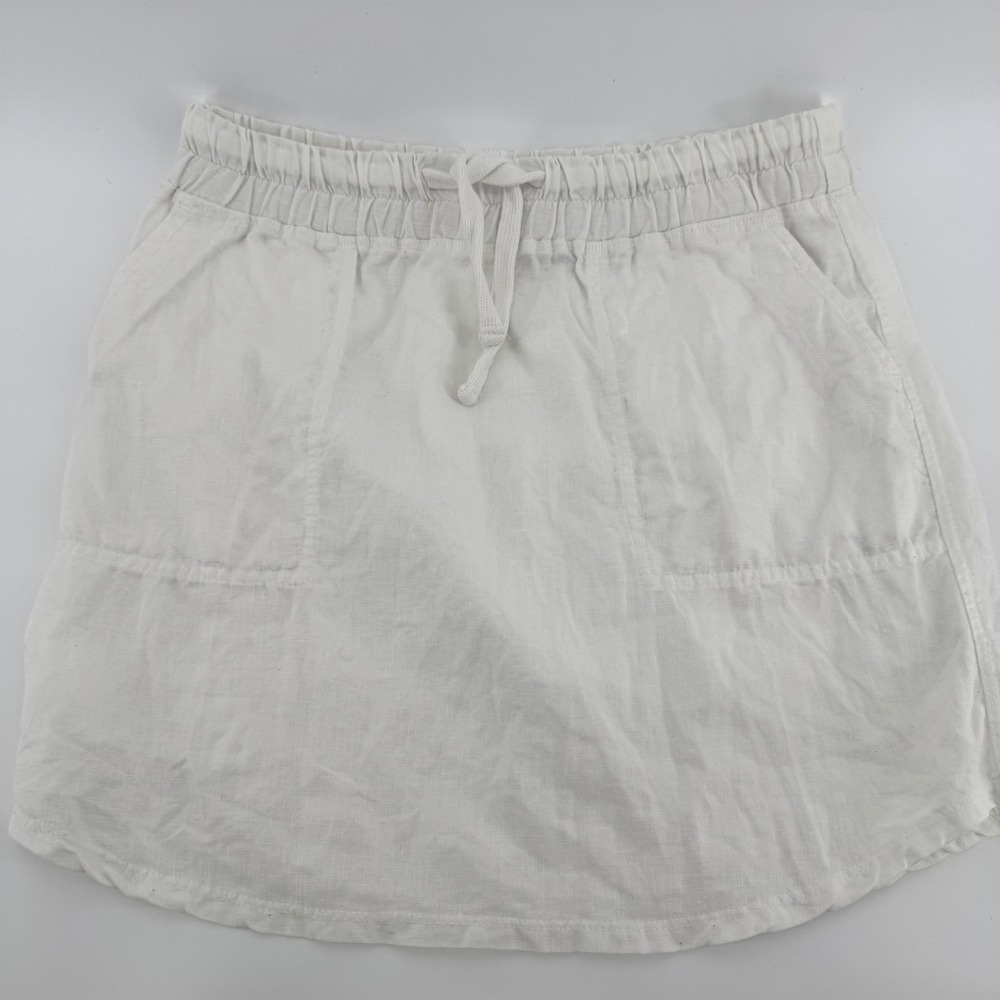 James Perse Linen Mini Skirt Womens 2 White Drawstring Pocket